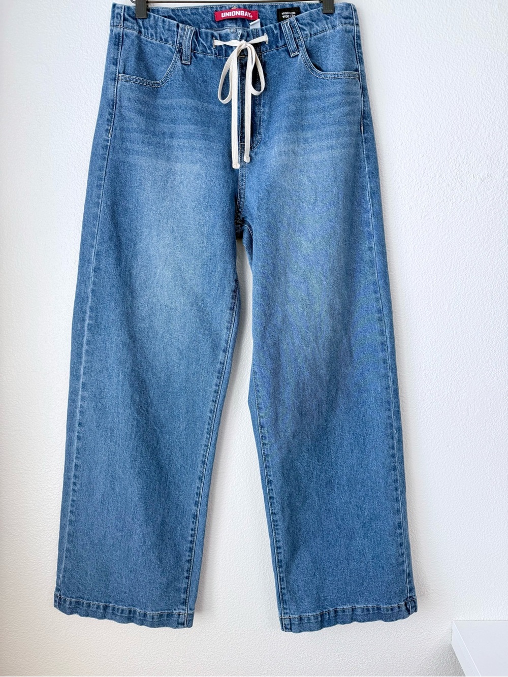 UNIONBAY Soleil Tie-Waist High Rise Wide Leg Denim Jeans Size 9/29W Medium Wash - Picture 3 of 15